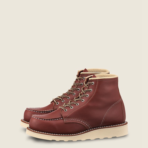 Red Wing Heritage Boots Burgundy - Womens 6-inch Classic Moc - Short Atanado Leather - 8347-STPMD